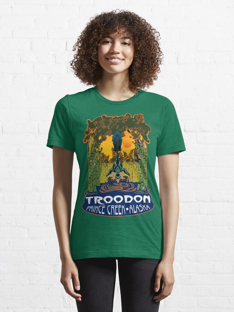 Alternate view of Retro Troodon in the Rushes (dark-colored shirt) Essential T-Shirt