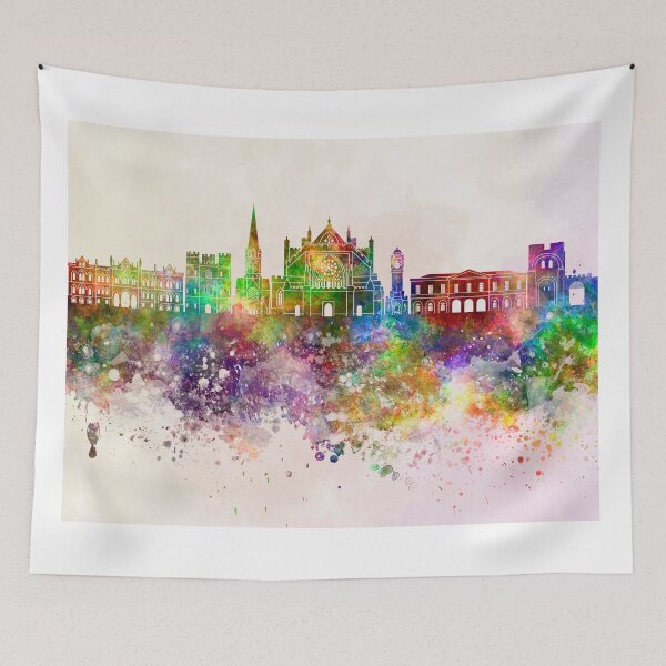 Item preview, Exeter skyline in watercolor background designed and sold by paulrommer.