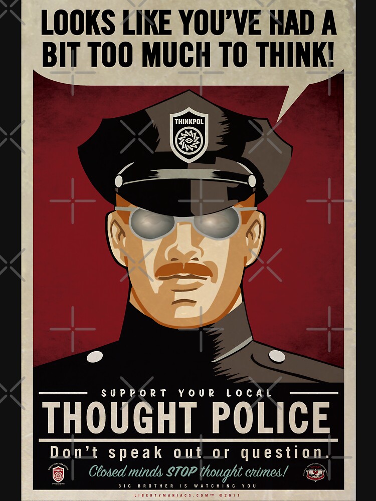Aperçu 5 sur 5. T-shirt manches longues avec l'œuvre Police de pensée créée et vendue par LibertyManiacs.
