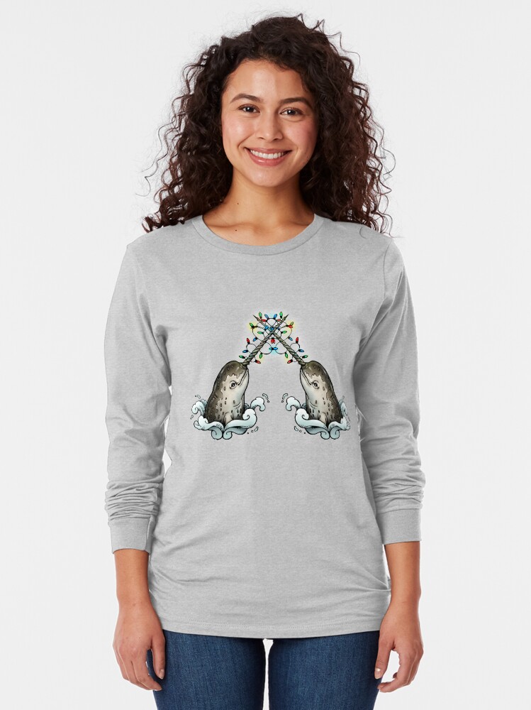Alternate view of Christmas narwhal Long Sleeve T-Shirt