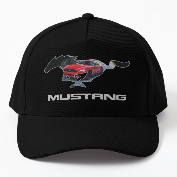 Ford Mustang Logo Design (red on black) Baseball Cap
