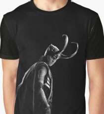 Camiseta gráfica Loki en blanco y negro