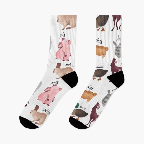 Item preview, Cute English Farm Animals and Farmyard Pets Pattern (Black Text) designed and sold by chloeinca.