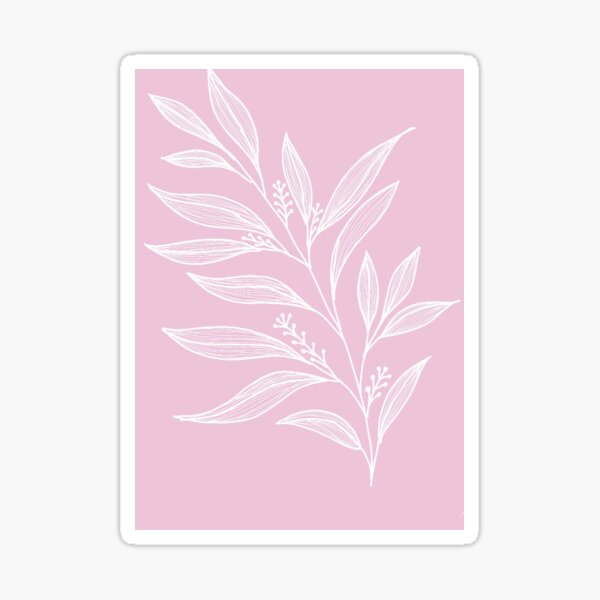 "cute aesthetic pink minimal floral bohemian illustration" Sticker