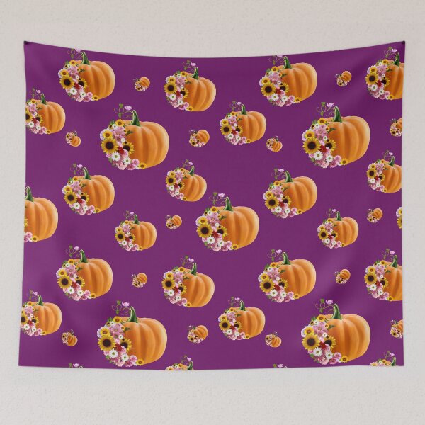 Item preview, Pumpkin and colorful flowers, pumpkins, halloween, fall, autumn, orange, Autumn is coming designed and sold by Collagedream.