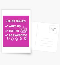 10th Birthday Checklist Be Awesome 10 Years Old T-Shirt Postcards