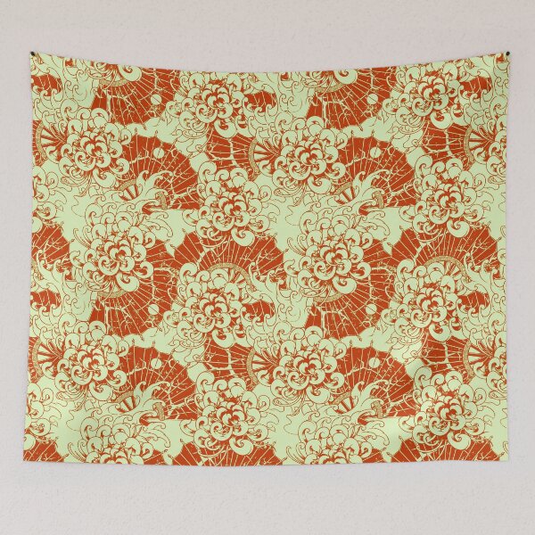 Item preview, Seamless japanese orange chrysanthemum pattern designed and sold by urban-color.