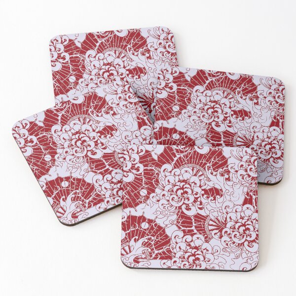 Item preview, Seamless japanese red chrysanthemum pattern designed and sold by urban-color.