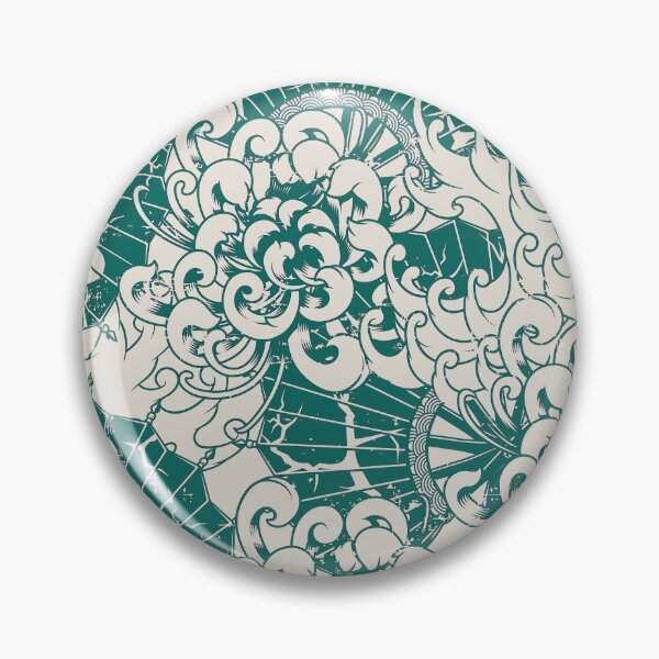 Item preview, Seamless japanese turquoise chrysanthemum pattern designed and sold by urban-color.
