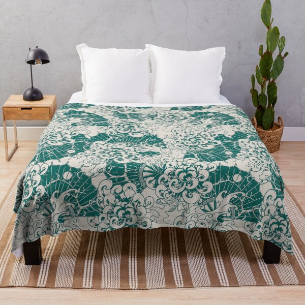 Item preview, Seamless japanese turquoise chrysanthemum pattern designed and sold by urban-color.