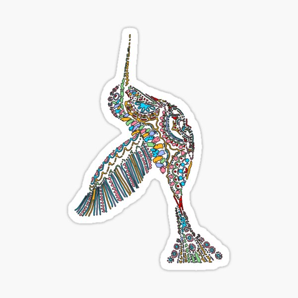 Colorful Flying Hummingbird art Sticker