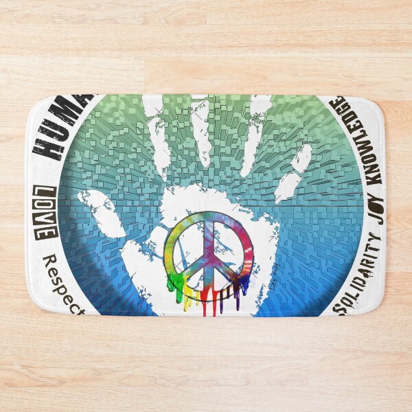 Item preview, Peace and Love, Respect for Human's rights! cubic blue, white hand, art by IONA Art Digital designed and sold by IonaArtDigital.