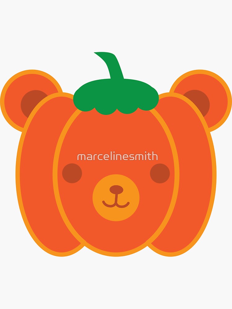 Thumbnail 3 of 3, Sticker, Kawaii Halloween Pumpkin Bear designed and sold by marcelinesmith.