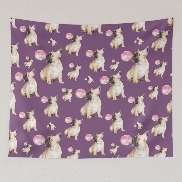 Item preview, French bulldog puppy and pink bubblegum, cool funny frenchie dog designed and sold by Collagedream.