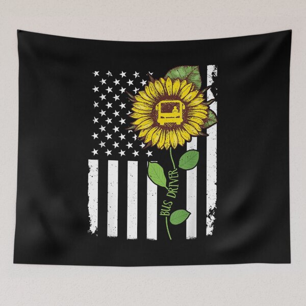 Item preview, American Flag Bus Driver Sunflower Hippie Bus Driver designed and sold by angelata.