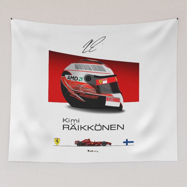 Item preview, Kimi Raikkonen - F2007 Helmet and car Print designed and sold by JageOwen.