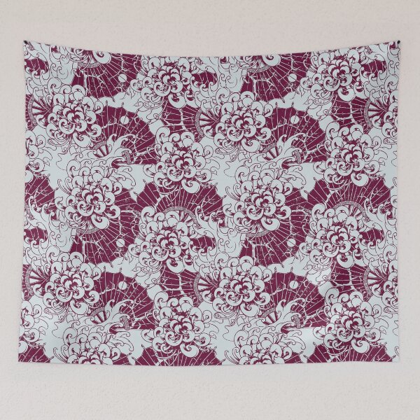 Item preview, Seamless japanese purple chrysanthemum pattern designed and sold by urban-color.