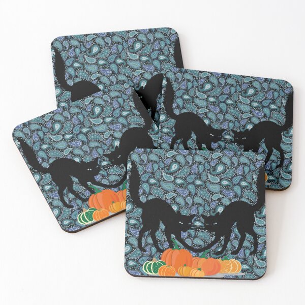 Item preview, Green Paisley Halloween Cats designed and sold by DiensDesign.
