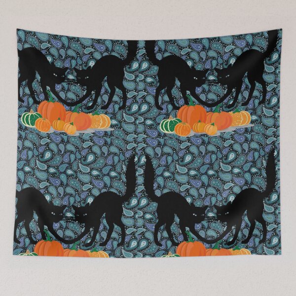 Item preview, Green Paisley Halloween Cats designed and sold by DiensDesign.