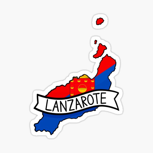 Item preview, Lanzarote Flag Map Sticker designed and sold by Drawingvild.