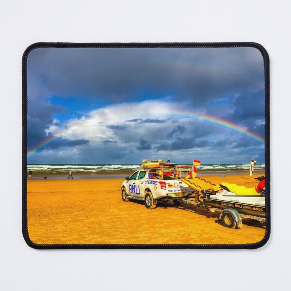 Item preview, Double Rainbow Over Perranporth RNLI Lifeguard designed and sold by Paul Thompson Photography.