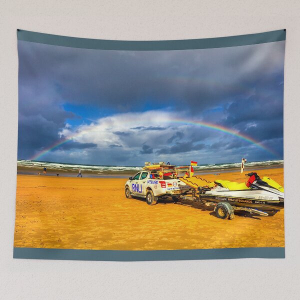 Item preview, Double Rainbow Over Perranporth RNLI Lifeguard designed and sold by Paul Thompson Photography.