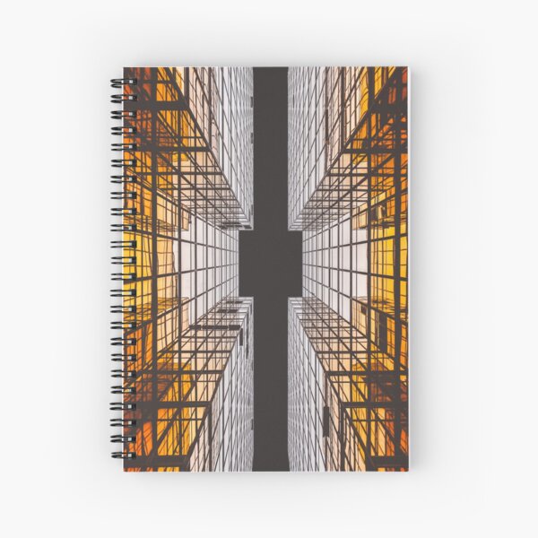 towerblockmetal | metallic grid building Spiral Notebook