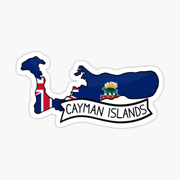 Vista previa del artículo con la obra «Pegatina Mapa de la bandera de las Islas Caimán», diseñado y vendido por Drawingvild.