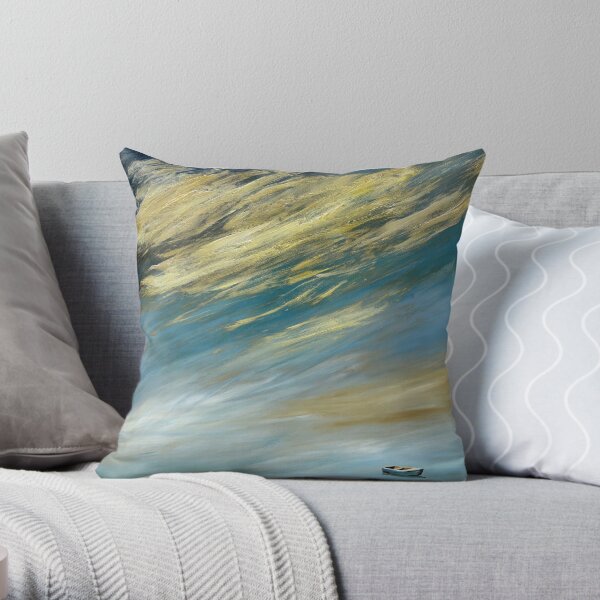 Blue Boat #1 by artist Thomas Andrew Throw Pillow