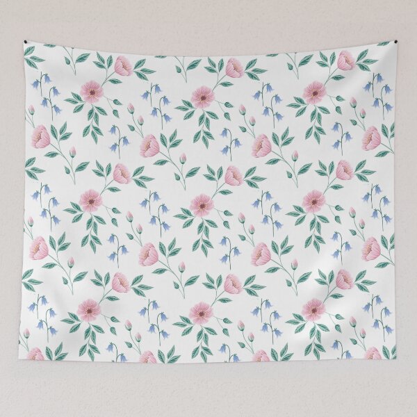 Item preview, Bluebell sprint floral pattern pink designed and sold by Katbydesign.