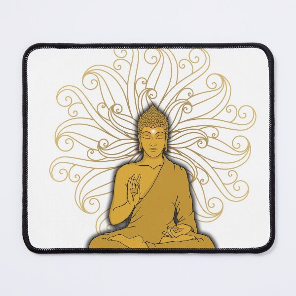 Item preview, Mandala Golden Buddha in black designed and sold by MandalaSoul.