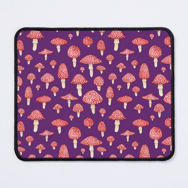 Amanita Mushrooms Red on Purple Mouse Pad