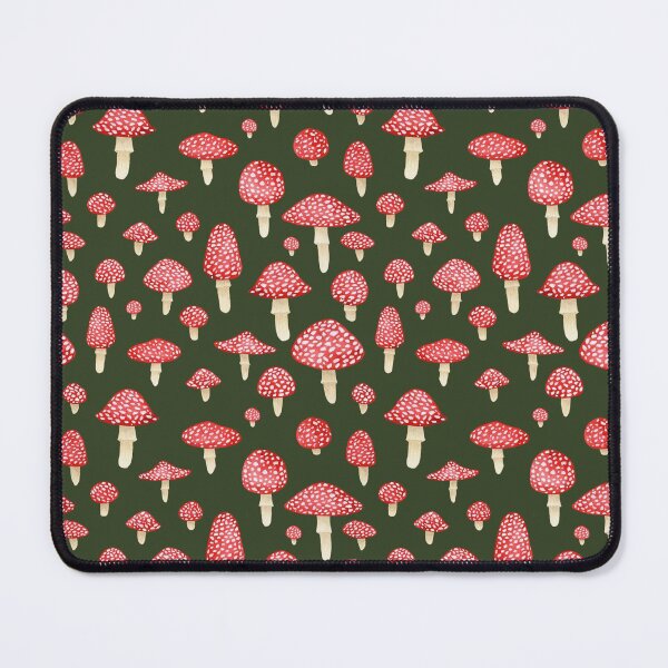 Item preview, Amanita Mushrooms Red on Green designed and sold by dragonstarart.