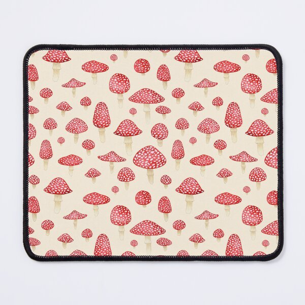 Amanita Mushrooms Red on Cream Mouse Pad