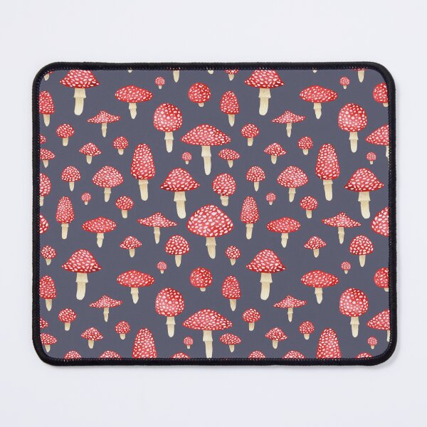 Amanita Mushrooms Red on Grey Mouse Pad
