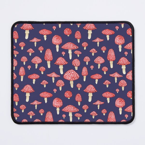 Amanita Mushrooms Red on Blue Mouse Pad