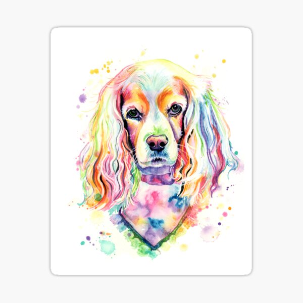 Rainbow Watercolor Cockerspaniel Sticker