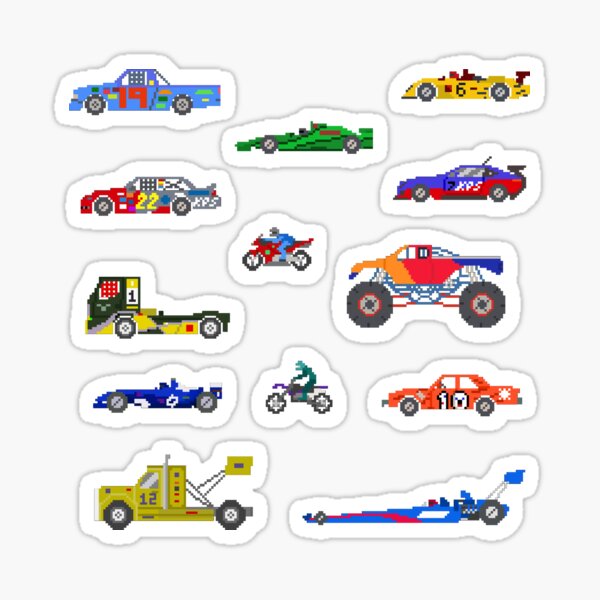 Sports Vehicles - The Kids' Picture Show - Pixel Art Sticker