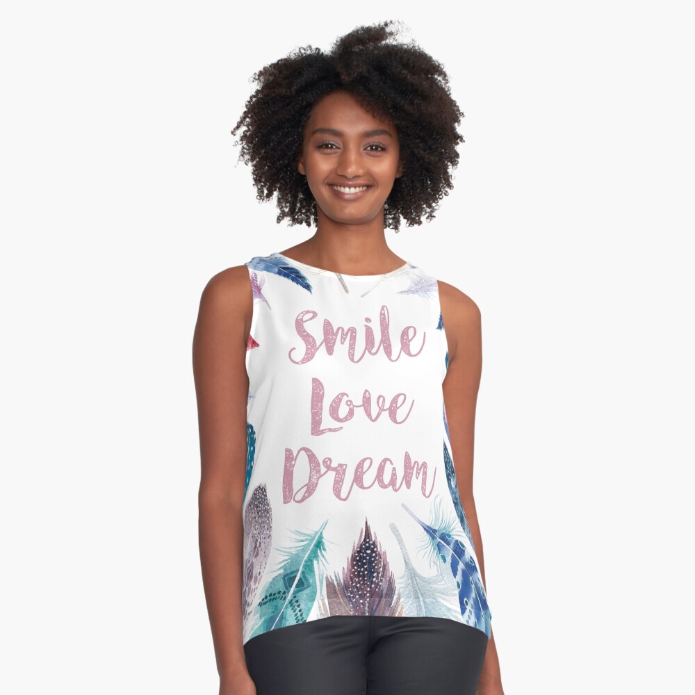 Feathers, Smile, love, dream Blusa sin mangas