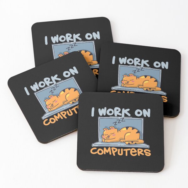 Item preview, I Work on Computers - Funny Cat designed and sold by ComfyRebel.