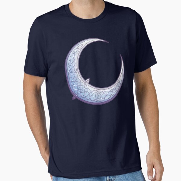 Silver Celtic Crescent Moon Knotwork Art Essential T-Shirt