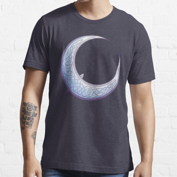 Silver Celtic Crescent Moon Knotwork Art Essential T-Shirt