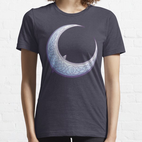 Silver Celtic Crescent Moon Knotwork Art Essential T-Shirt