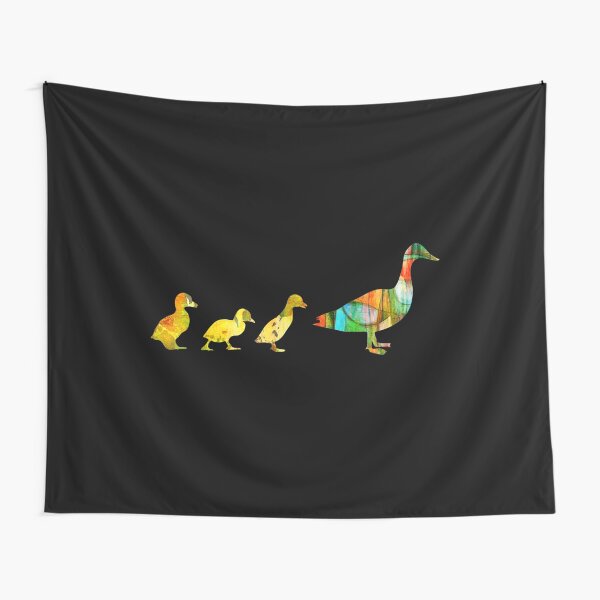 Ducks In A Row Abstract Watercolor Design Tapestry