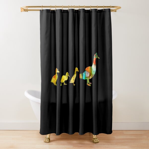 Ducks In A Row Abstract Watercolor Design Shower Curtain