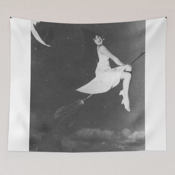 Item preview, Witch on Broomstick Vintage Halloween Photograph  designed and sold by Bellathewilde.