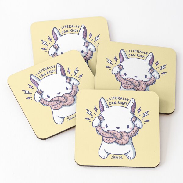 Item preview, Kawaii Cute bunny rabbit with knot and quote "I literally can knot" pun designed and sold by SPIRIMAL.