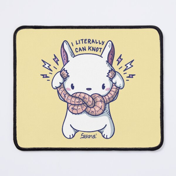 Item preview, Kawaii Cute bunny rabbit with knot and quote "I literally can knot" pun designed and sold by SPIRIMAL.