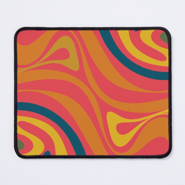 Item preview, New Groove Retro Swirl Abstract Magenta Pink Blue Orange Mustard Green designed and sold by kierkegaard.