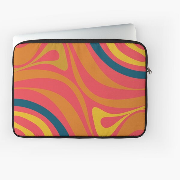 New Groove Retro Swirl Abstract Magenta Pink Blue Orange Mustard Green Laptop Sleeve